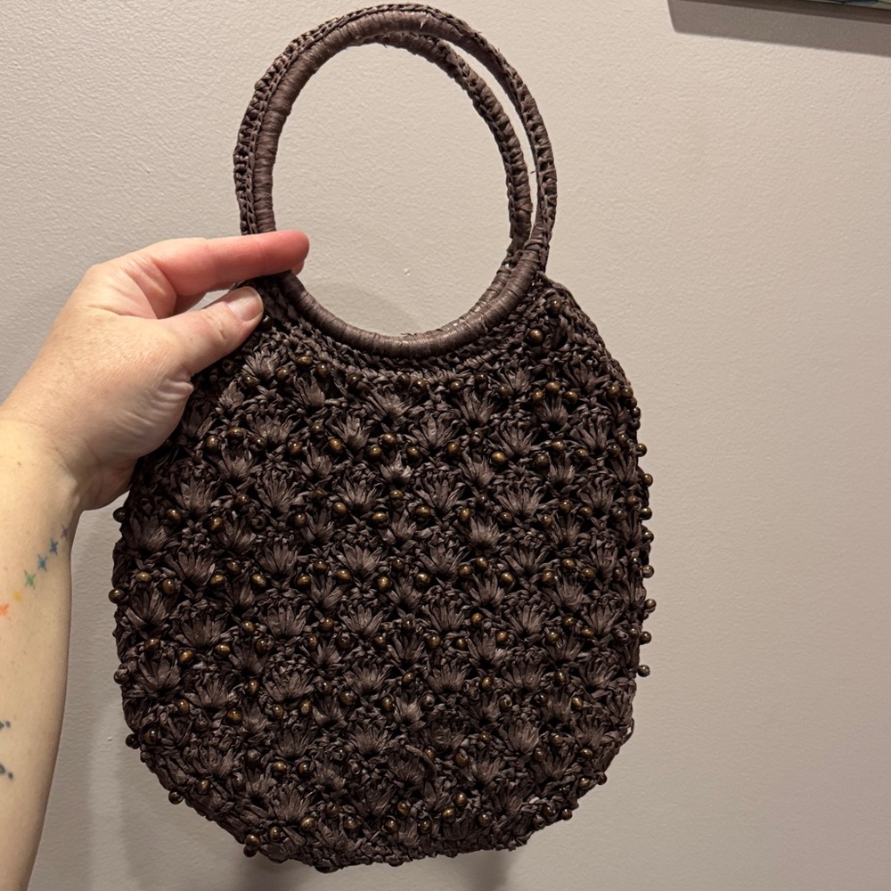 LOFT Dark Brown Handcrafted Bag – Soft Leather Look – Everyday Tote – EUC